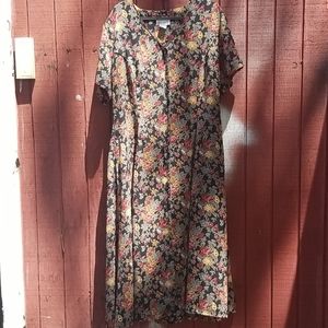 Vintage Express Floral Maxi Dress - Black, Red, Yellow